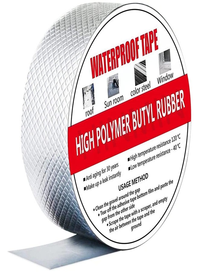 SILENCIO Silver Aluminium Metal Foil Tape High Polymer Instantly Leakage Repair Butyl Waterproof Tape Pipe Leakage Roof Water Tape Leakage Self Adhesive (5CM*5M (Pack Of 1)) - Image 1